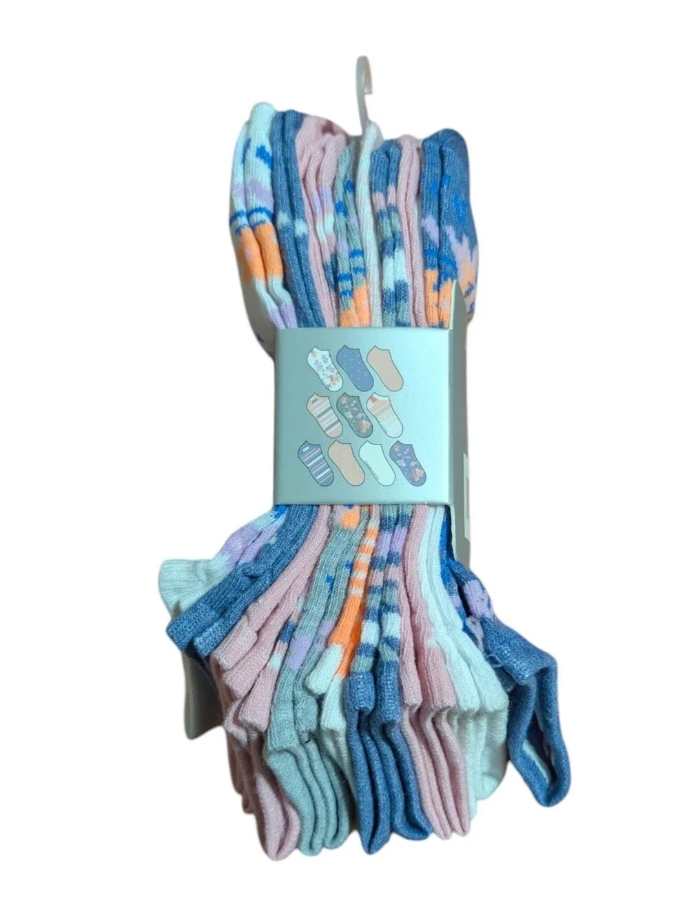 Marilyn Monroe Low Cut Socks - Blue & PINK Floral Print (10 Pairs)